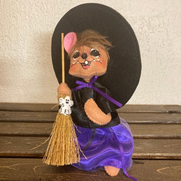 Annalee Halloween Mobilitee Dolls 2010 7" Black/Purple Witch Mouse Wired Doll - Picture 1 of 8
